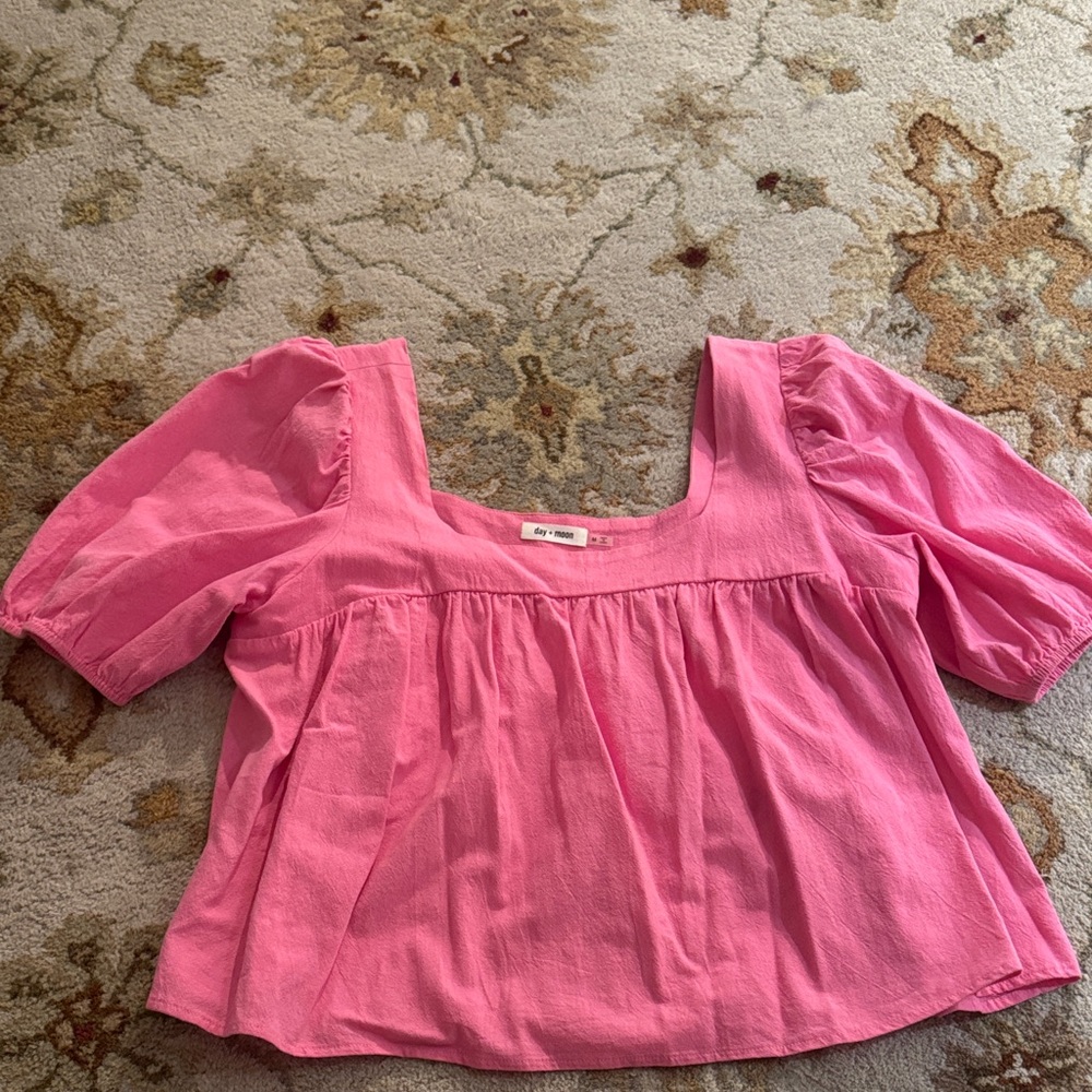 Elegant Pink Puff Sleeve Blouse